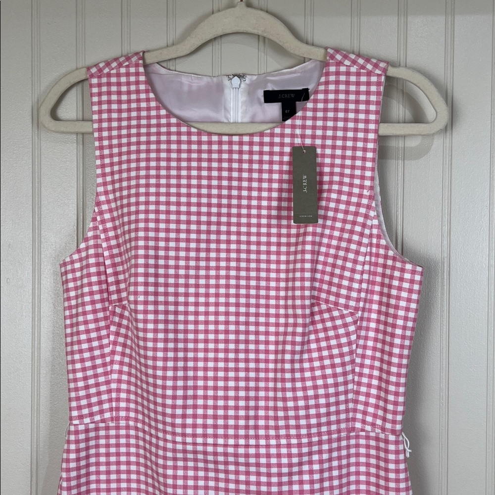 NWT J Crew Gingham Check Pink Sheath Dress Size 6T - Picture 3 of 10